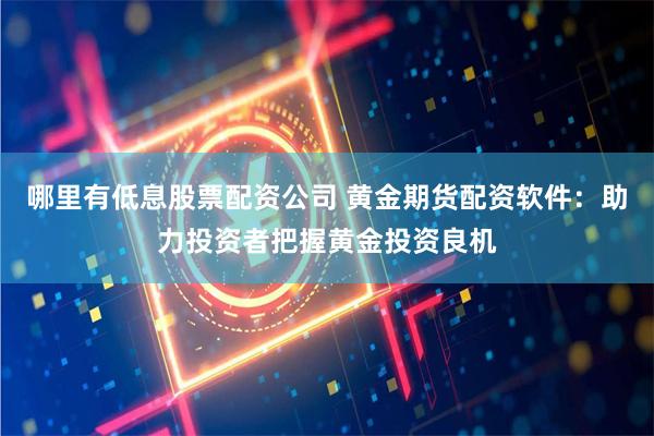 哪里有低息股票配资公司 黄金期货配资软件：助力投资者把握黄金投资良机